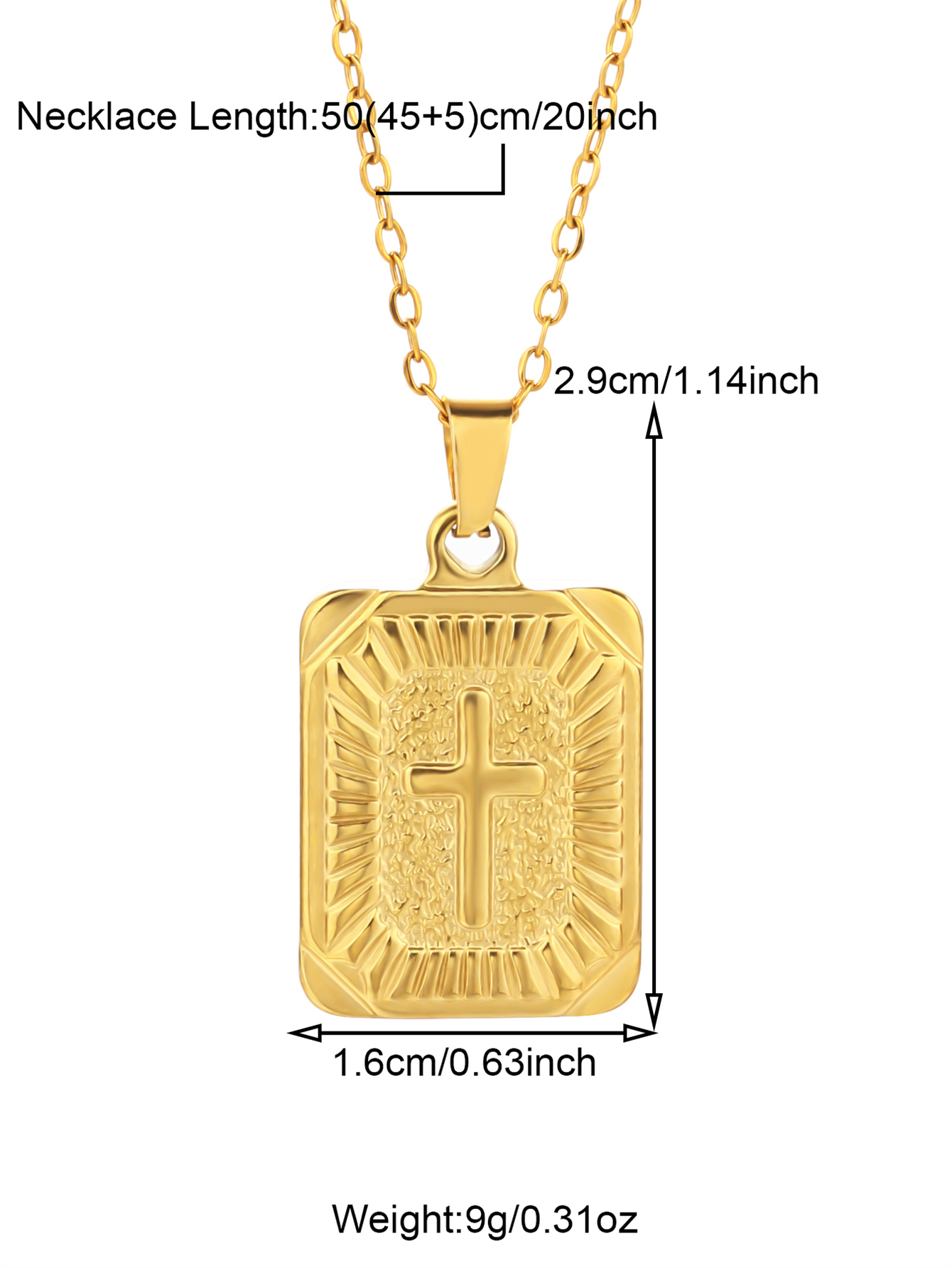Acero Inoxidable 304 Chapados en oro de 18k Casual Enchapado Lechuguilla Cruzar Collar Colgante display picture 3