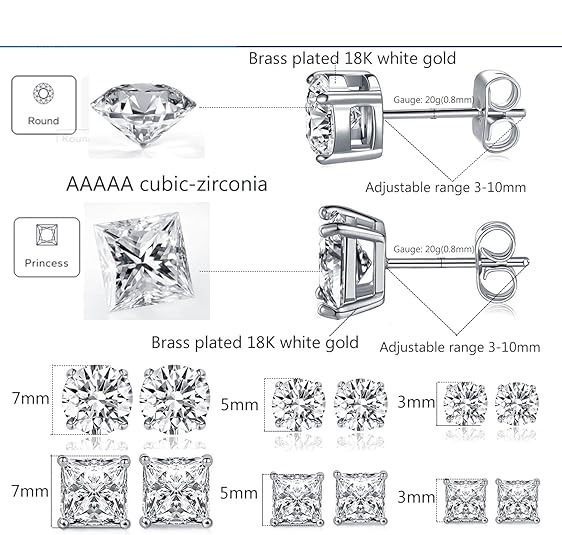 Brass 18K Gold Plated Simple Style Inlay Geometric Zircon Ear Studs display picture 4