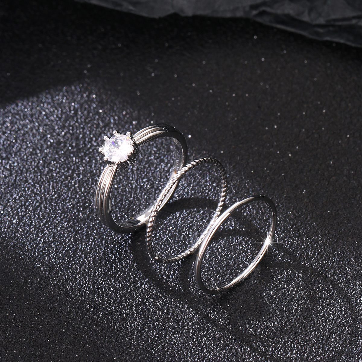 Kupfer Einfacher Stil Glänzend Inlay Einfarbig Zirkon Ringe display picture 12