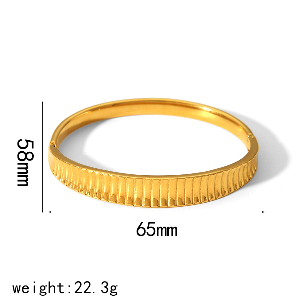 Vintage Style Roman Style Geometric 304 Stainless Steel 18K Gold Plated Zircon Bangle In Bulk display picture 12