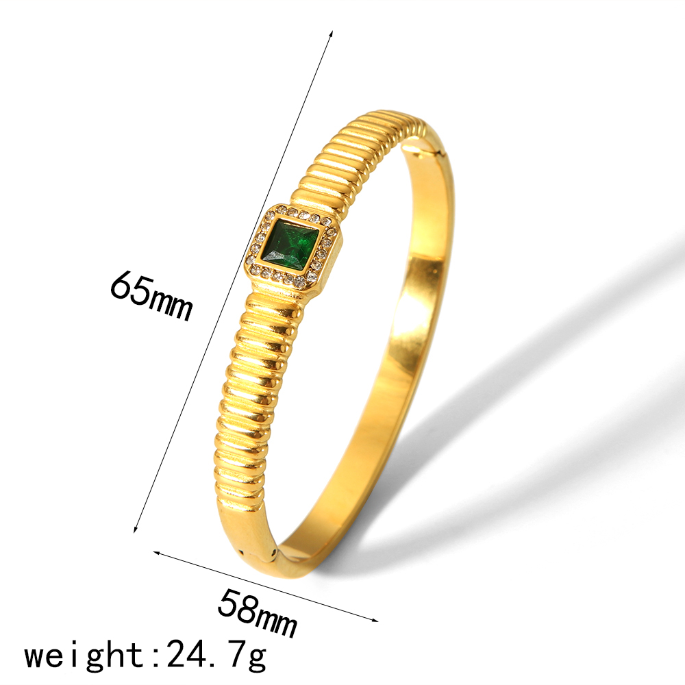 Vintage Style Roman Style Geometric 304 Stainless Steel 18K Gold Plated Zircon Bangle In Bulk display picture 10