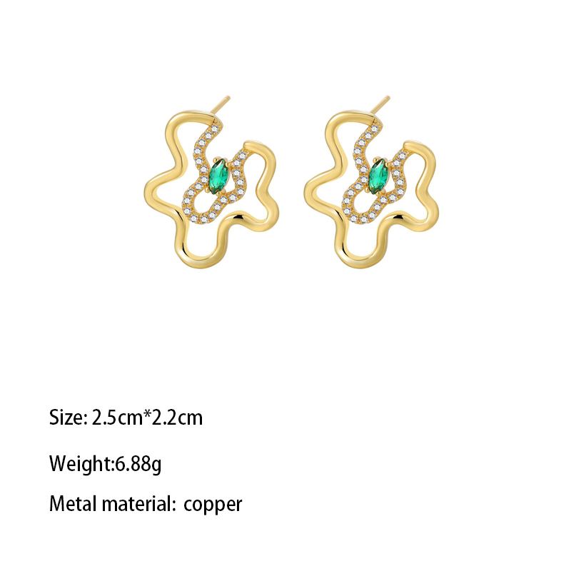 1 Pair Casual Formal Semicircle Flower Plating Inlay Copper Rhinestones Gold Plated Ear Studs display picture 3