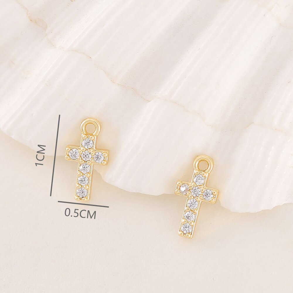1 Piece 5 * 10mm Copper Zircon 18K Gold Plated Cross Polished Pendant display picture 2