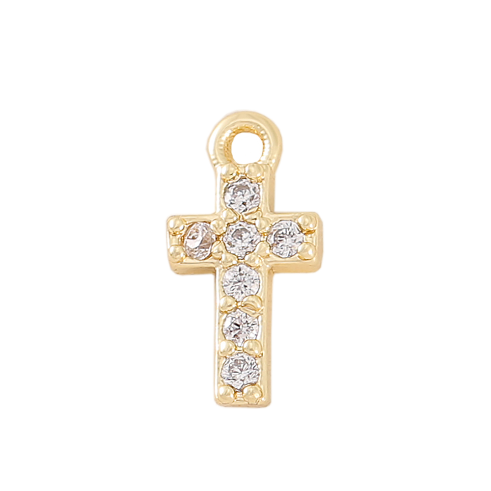 1 Piece 5 * 10mm Copper Zircon 18K Gold Plated Cross Polished Pendant display picture 6
