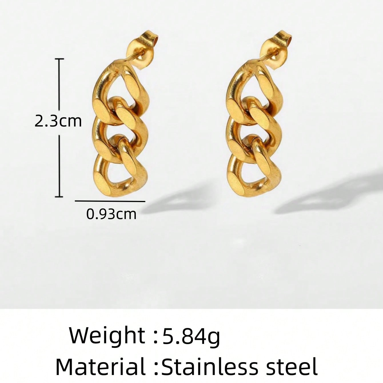 1 Pair Modern Style Classic Style Chain Polishing Plating 304 Stainless Steel 18K Gold Plated Drop Earrings display picture 4