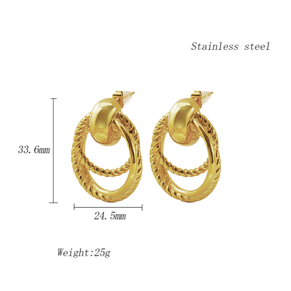 1 Piece Simple Style Classic Style Circle Plating 304 Stainless Steel 18K Gold Plated Ear Studs display picture 1