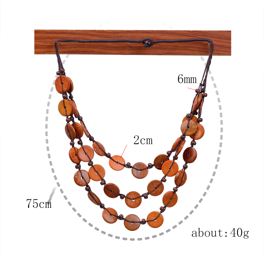 Classical Solid Color Coconut Shell Rope Women's Layered Necklaces display picture 2