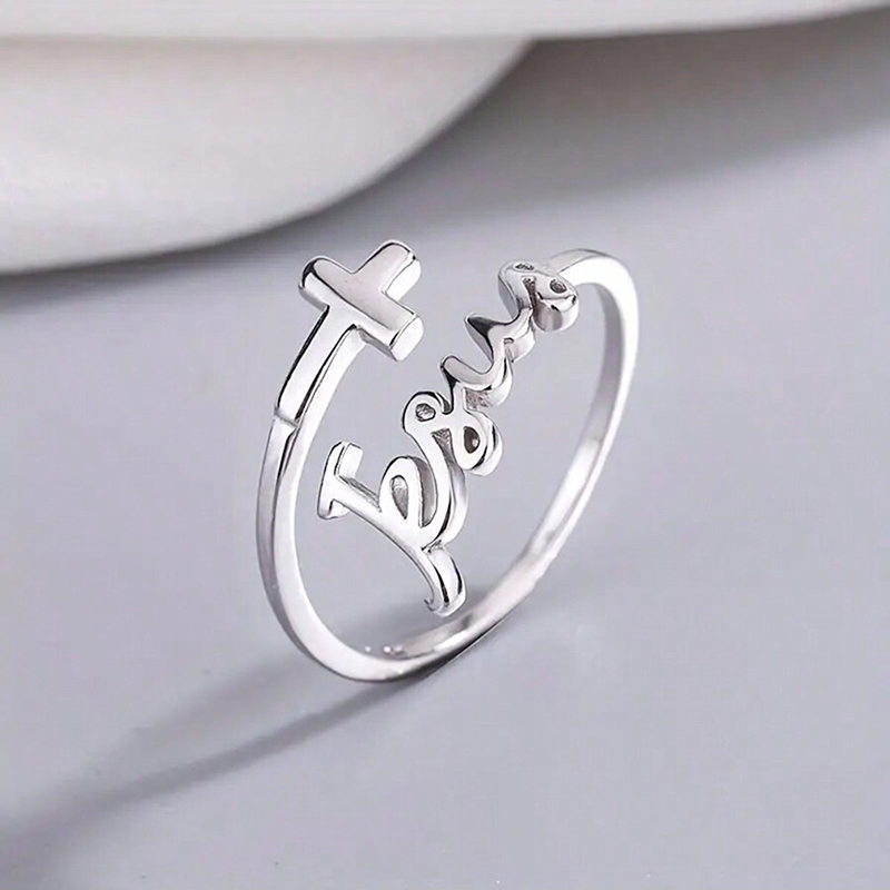 Simple Style Cross Letter Silver Plated Alloy Wholesale Open Rings display picture 3