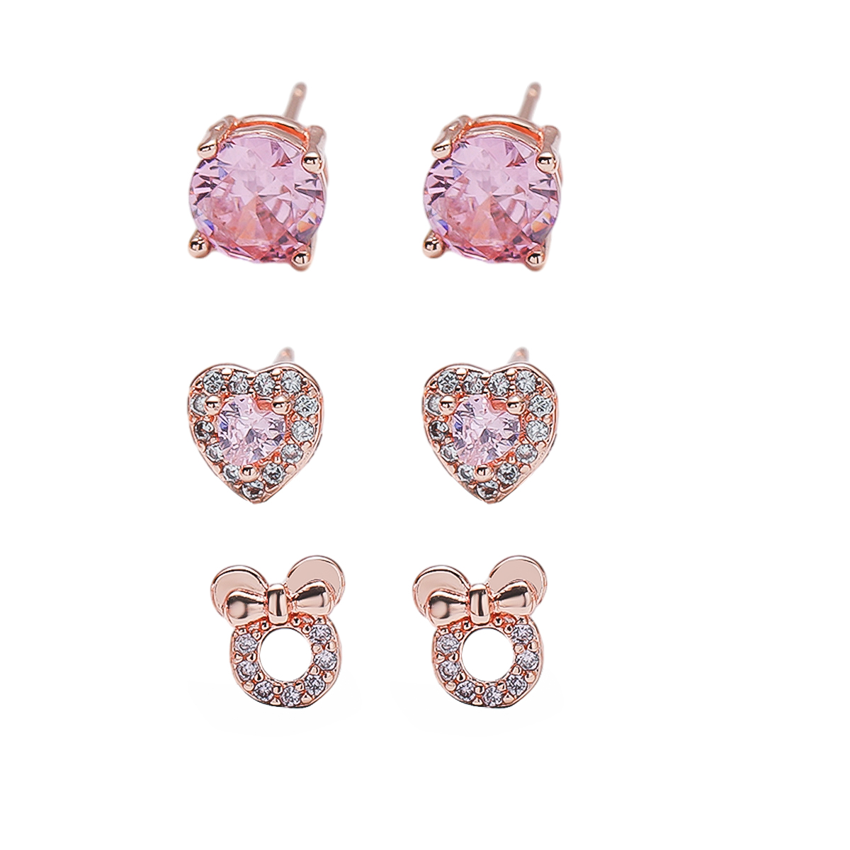 1 Pair Cute Simple Style Heart Shape Plating Inlay Copper Zircon Ear Studs display picture 5