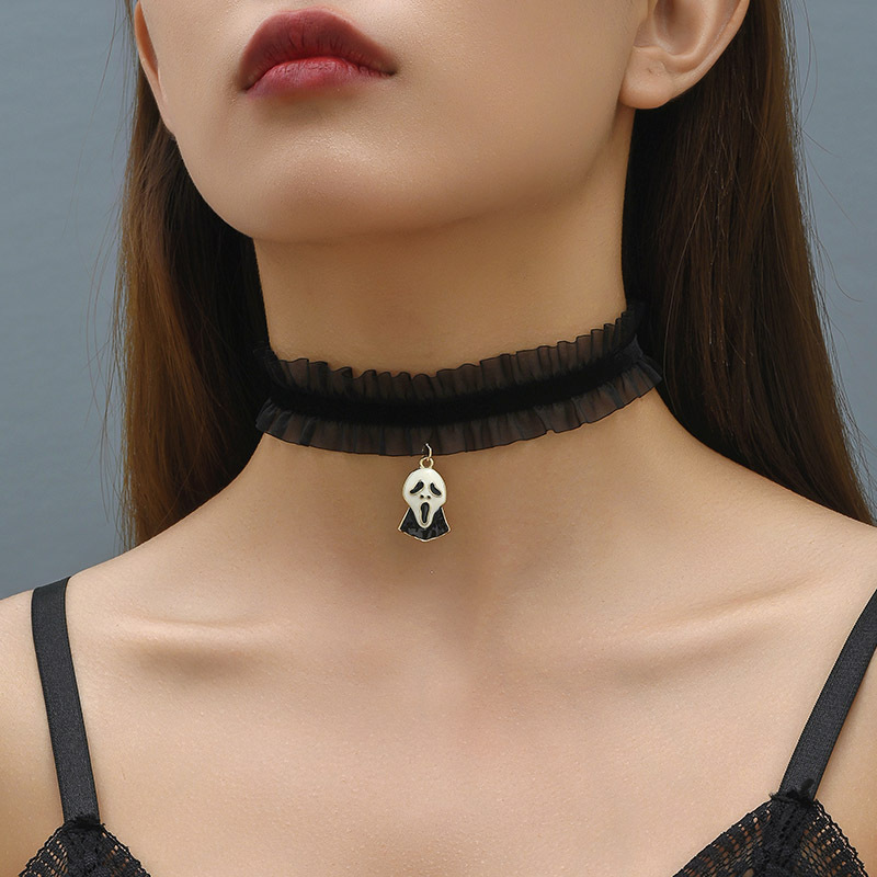Modern Style Cool Style Geometric Ghost Alloy Lace Zinc Alloy Enamel Plating Women's Choker display picture 1