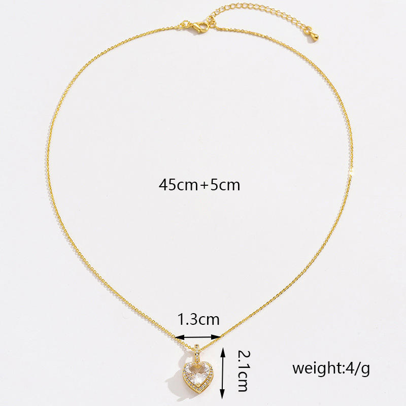 Wholesale Basic Modern Style Classic Style Heart Shape Copper Plating Inlay Zircon Pendant Necklace display picture 3