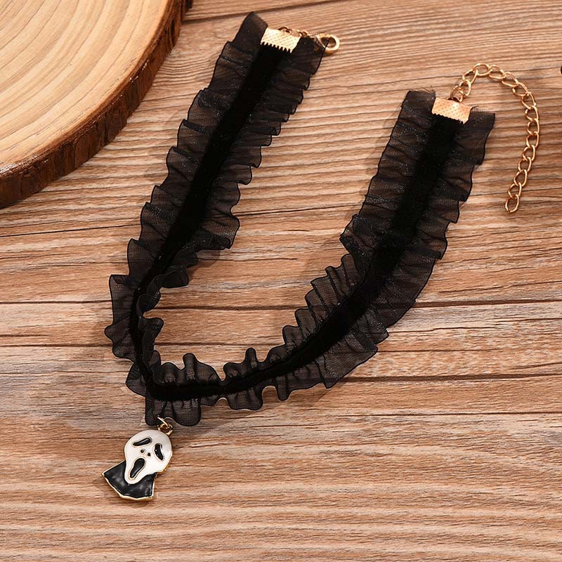 Modern Style Cool Style Geometric Ghost Alloy Lace Zinc Alloy Enamel Plating Women's Choker display picture 3