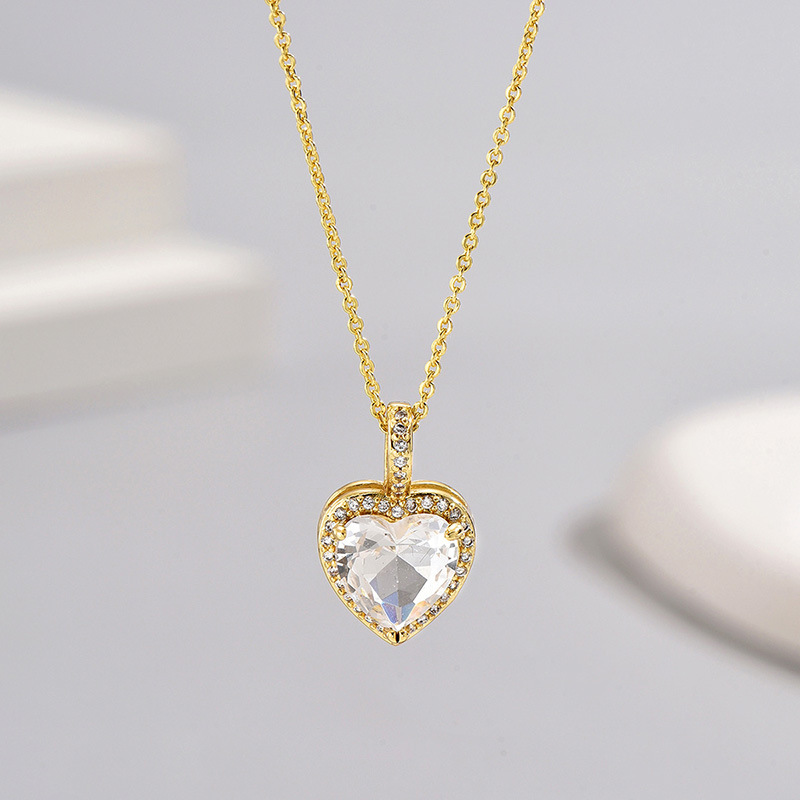Wholesale Basic Modern Style Classic Style Heart Shape Copper Plating Inlay Zircon Pendant Necklace display picture 5