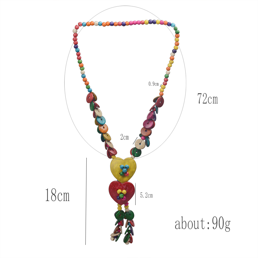 Casual Romantic Sweet Color Block Wooden Beads Coconut Shell Charcoal Beaded Women's Pendant Necklace display picture 1