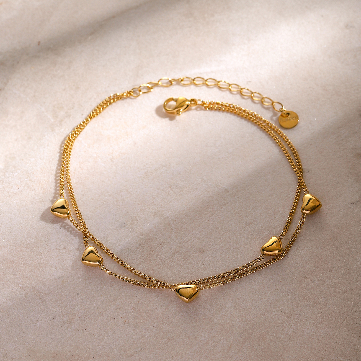 IG Style Hawaiian Heart Shape Solid Color 304 Stainless Steel Plating 16K Gold Plated Women's Anklet display picture 6