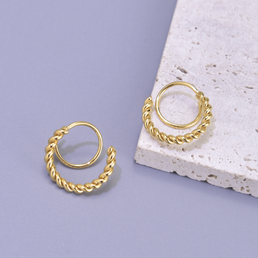 1 Pair Simple Style Classic Style Flower Plating 304 Stainless Steel Titanium Steel 18K Gold Plated Ear Studs display picture 6