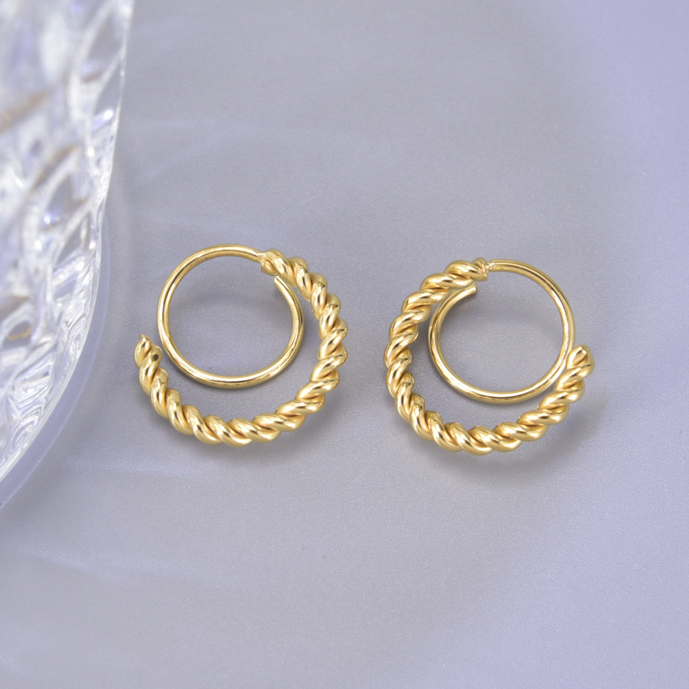 1 Pair Simple Style Classic Style Flower Plating 304 Stainless Steel Titanium Steel 18K Gold Plated Ear Studs display picture 1