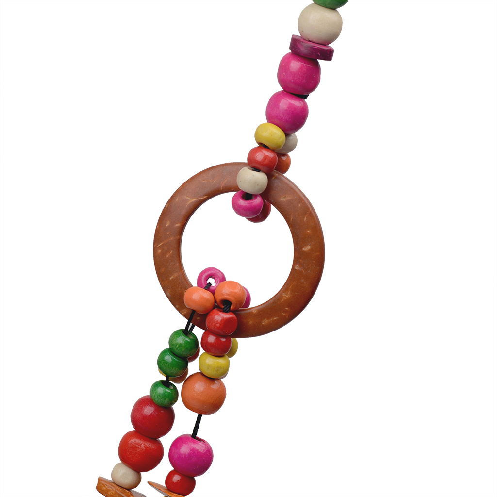 Vacation Sweet Color Block Wooden Beads Coconut Shell Charcoal Beaded Women's Layered Necklaces display picture 3