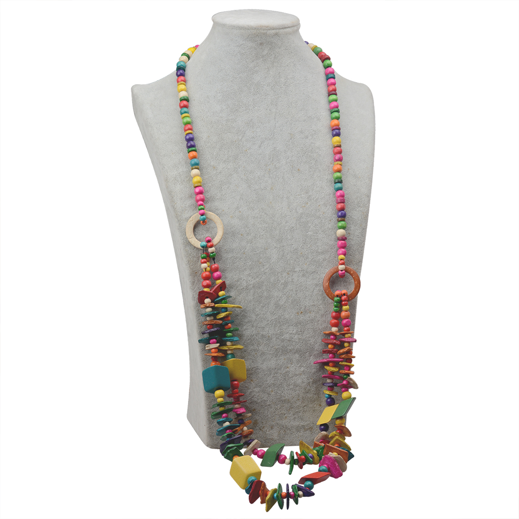 Vacation Sweet Color Block Wooden Beads Coconut Shell Charcoal Beaded Women's Layered Necklaces display picture 5