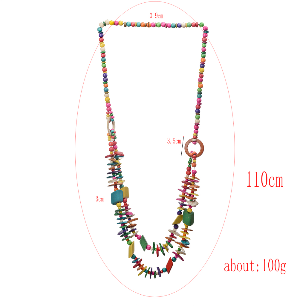 Vacation Sweet Color Block Wooden Beads Coconut Shell Charcoal Beaded Women's Layered Necklaces display picture 2