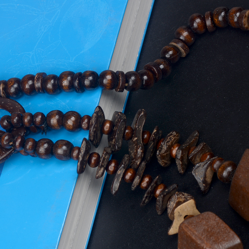 Vacation Sweet Color Block Wooden Beads Coconut Shell Charcoal Beaded Women's Layered Necklaces display picture 15
