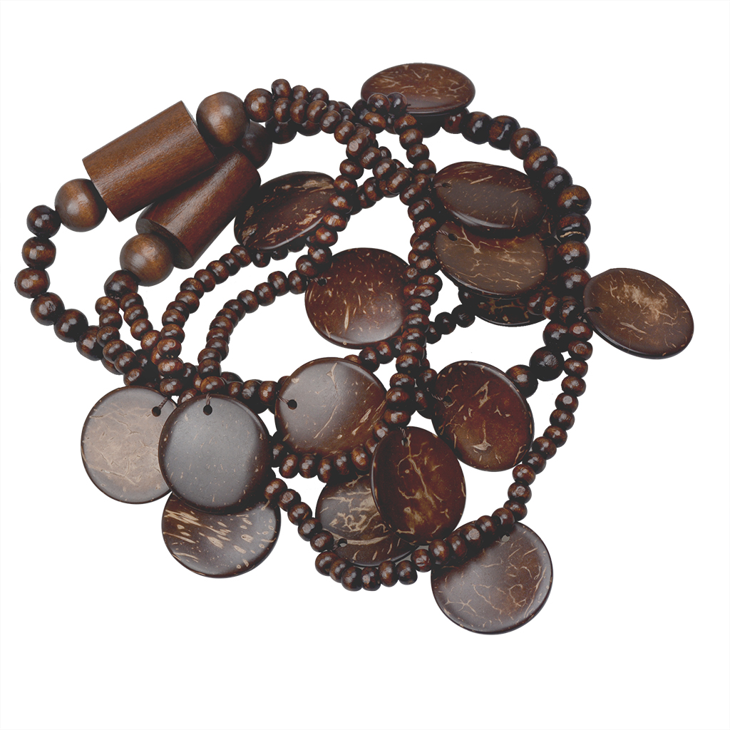 Vintage Style Ethnic Style Classic Style Geometric Round Wooden Beads Coconut Shell Charcoal Beaded Women's Double Layer Necklaces display picture 2