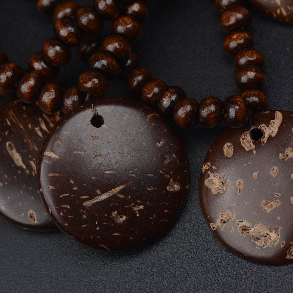 Vintage Style Ethnic Style Classic Style Geometric Round Wooden Beads Coconut Shell Charcoal Beaded Women's Double Layer Necklaces display picture 9