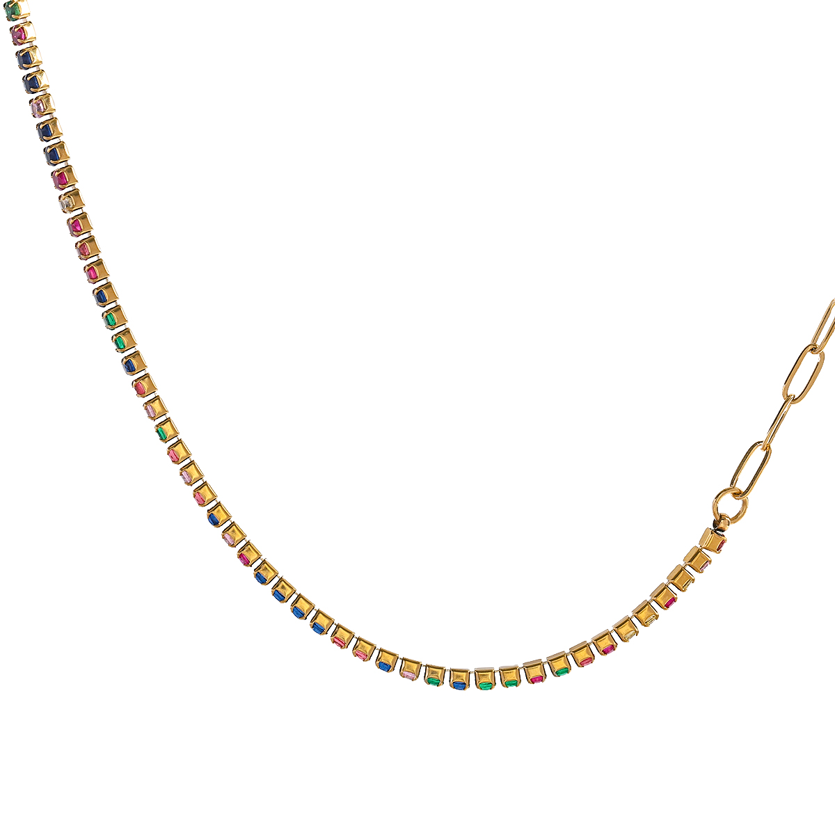 304 Stainless Steel 16K Gold Plated Elegant Lady Inlay Geometric Colorful Necklace display picture 2