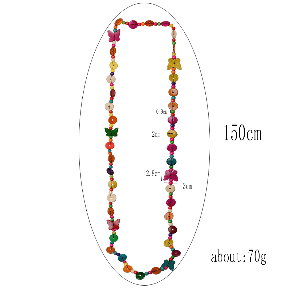 Vintage Style Ethnic Style Classic Style Butterfly Wooden Beads Coconut Shell Charcoal Beaded Women's Double Layer Necklaces display picture 1