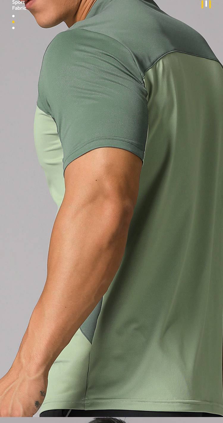 Männer Sport Farbblock Chemiefaser-Blending Polyester Stehkragen Aktive Tops T-Shirt display picture 1