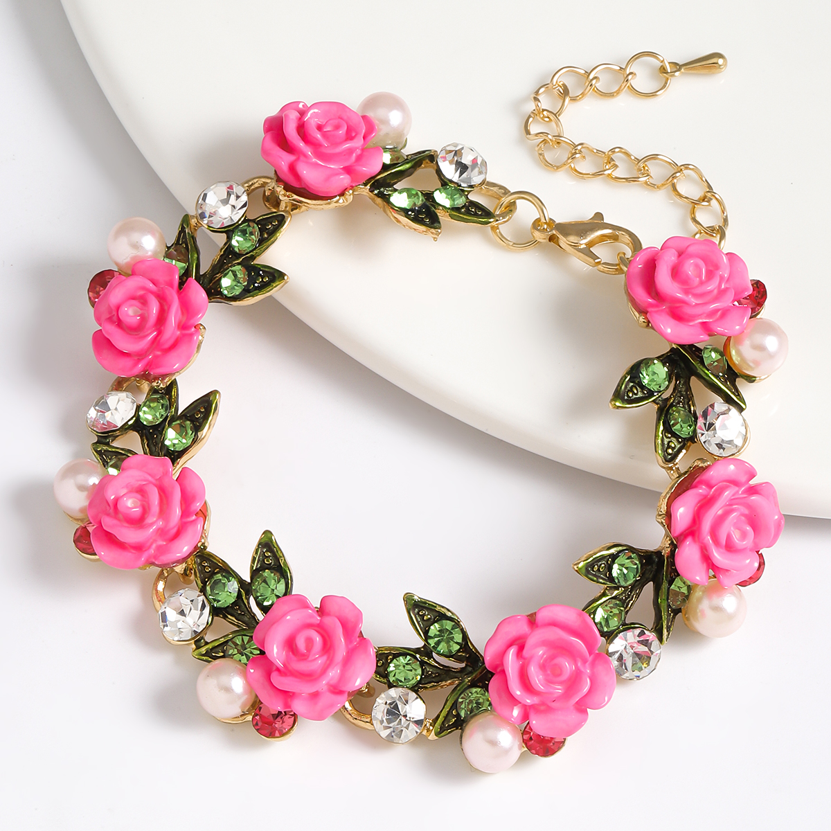 Wholesale Jewelry Elegant Sweet Classic Style Water Droplets Flower Alloy Rhinestones Inlay Bracelets display picture 4