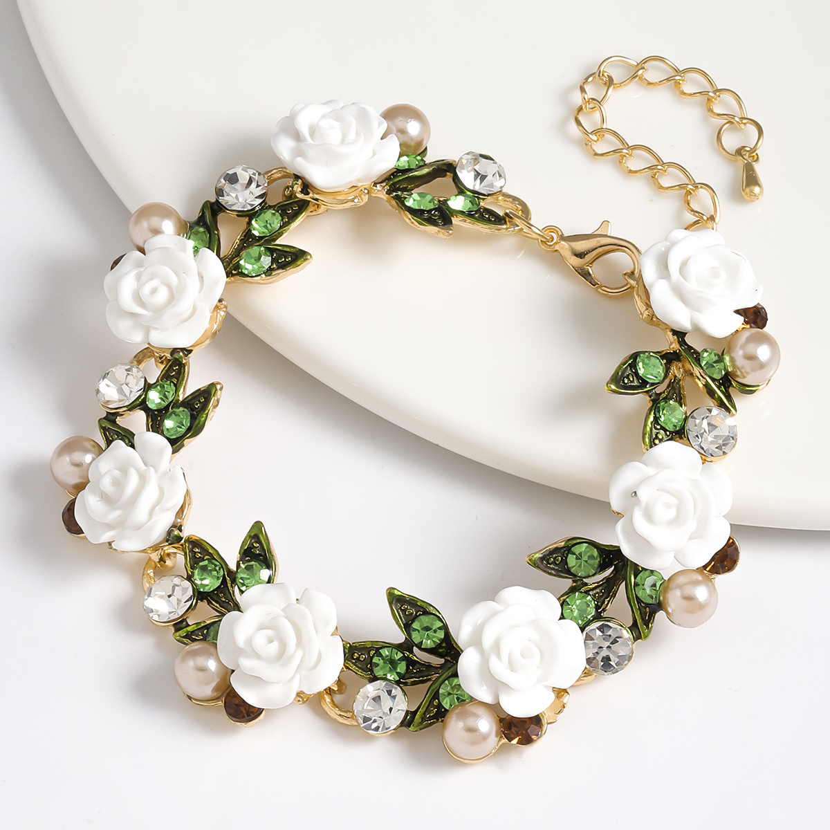 Wholesale Jewelry Elegant Sweet Classic Style Water Droplets Flower Alloy Rhinestones Inlay Bracelets display picture 1