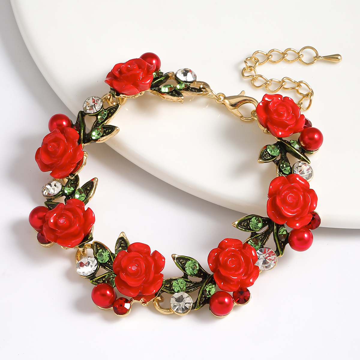 Wholesale Jewelry Elegant Sweet Classic Style Water Droplets Flower Alloy Rhinestones Inlay Bracelets display picture 3
