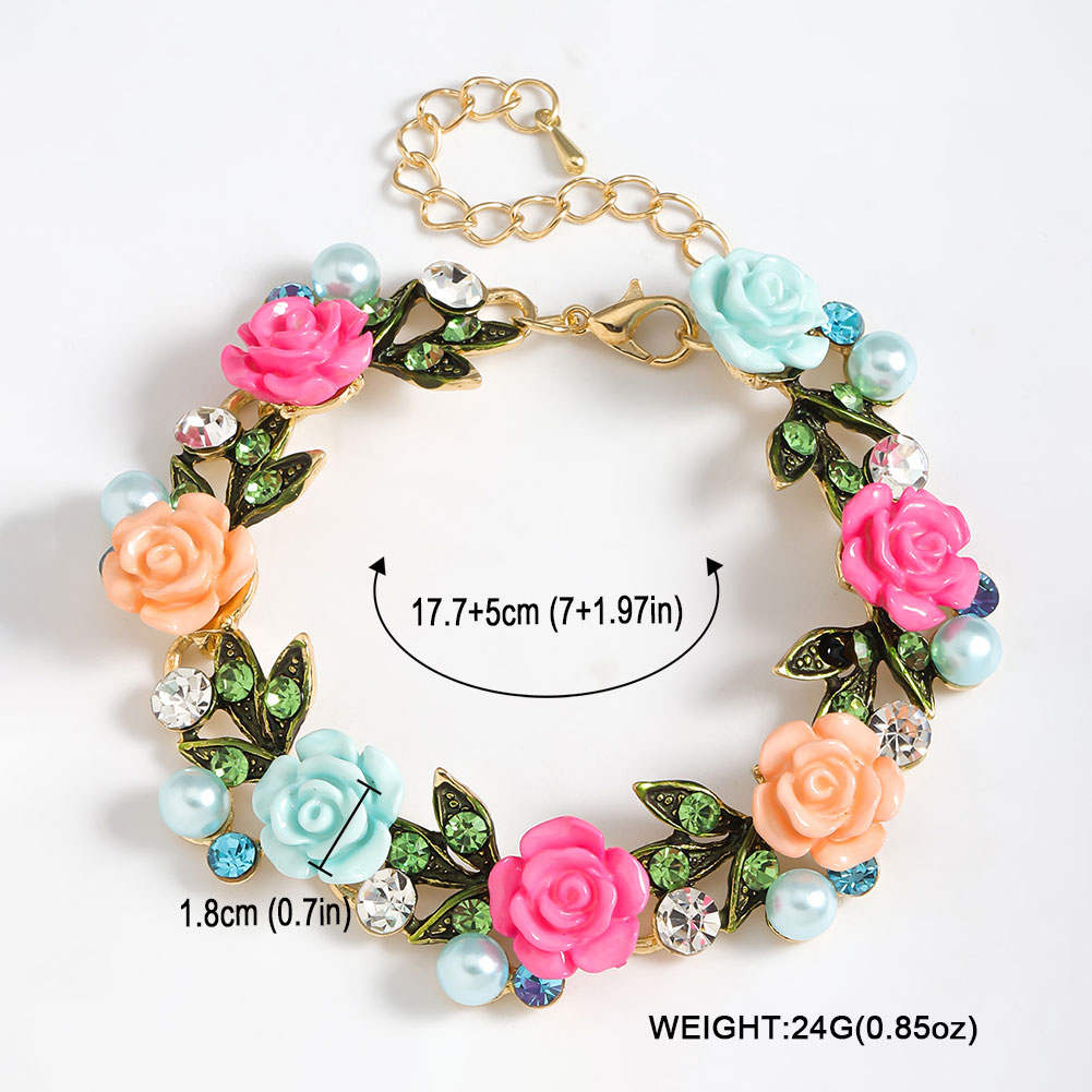 Bijoux En Gros Élégant Sucré Style Classique Les Gouttelettes D'Eau Fleur Alliage Strass Incruster Bracelets display picture 6