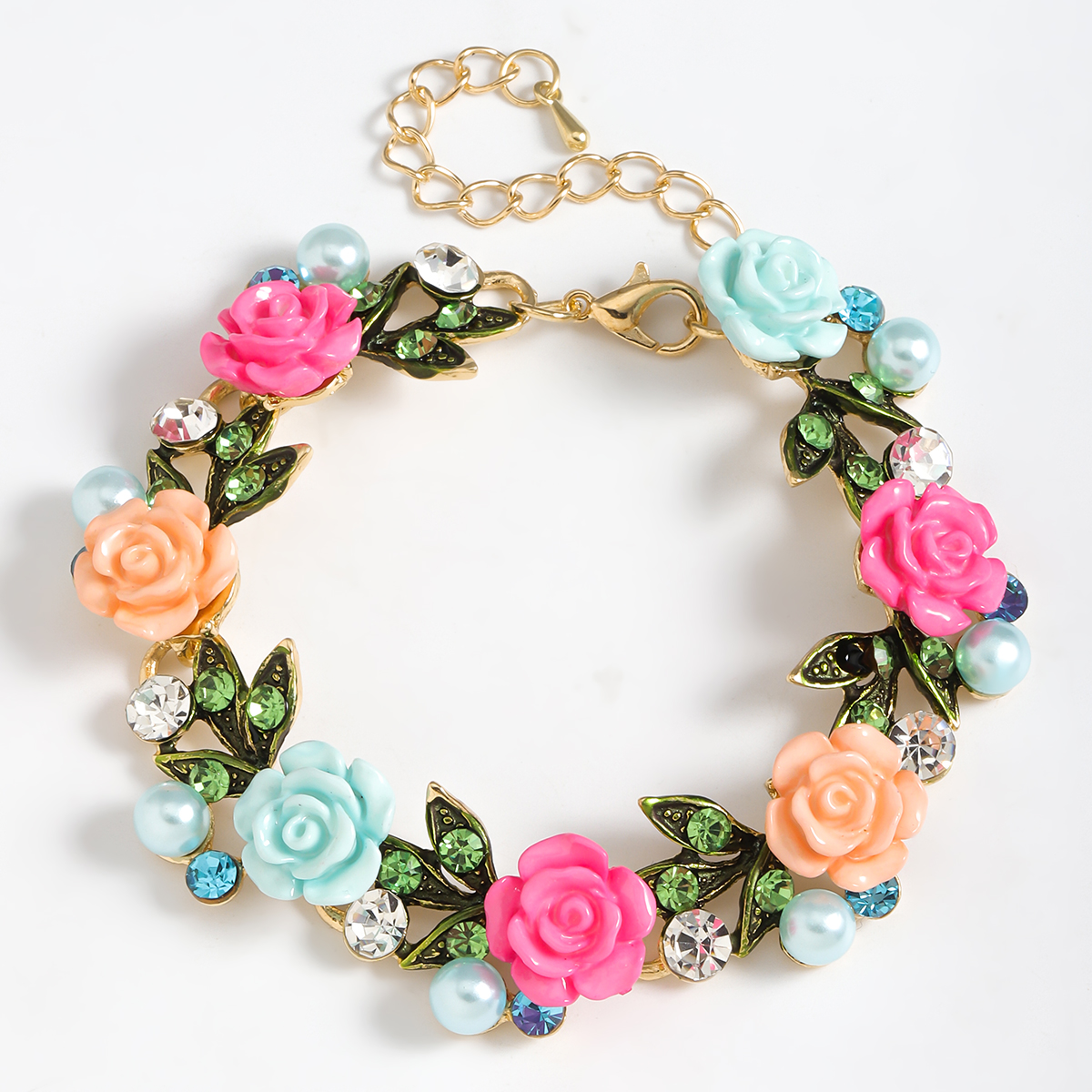 Wholesale Jewelry Elegant Sweet Classic Style Water Droplets Flower Alloy Rhinestones Inlay Bracelets display picture 12