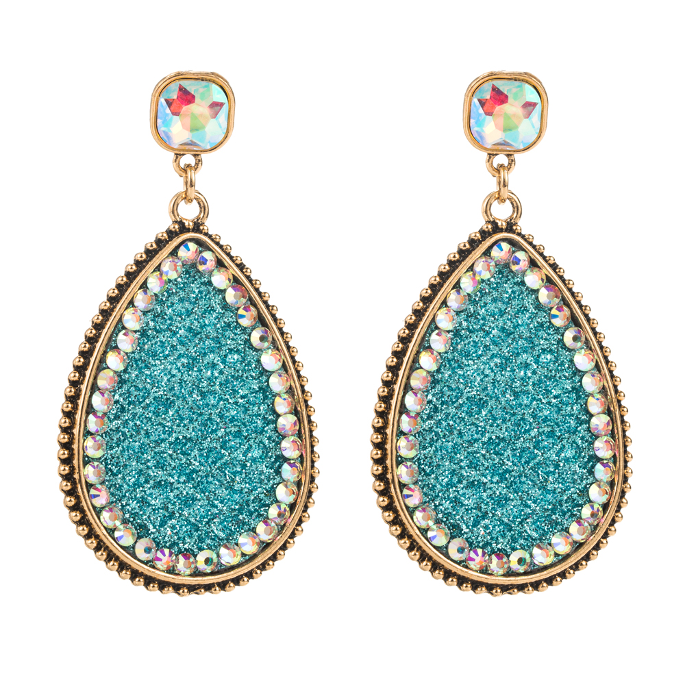 1 Pair Casual Vacation Classic Style Water Droplets Plating Inlay Alloy Glass Glass 14K Gold Plated Drop Earrings display picture 8