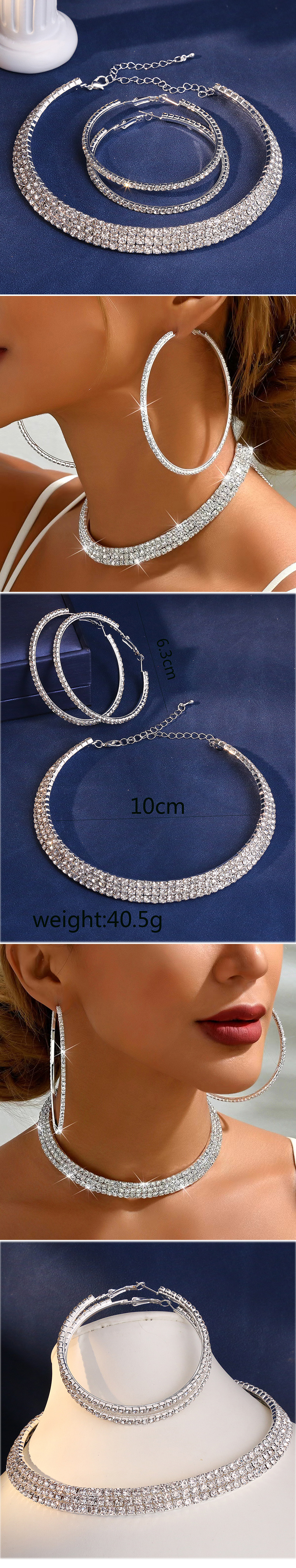 Simple Style Solid Color Rhinestones Alloy Wholesale Jewelry Set display picture 1