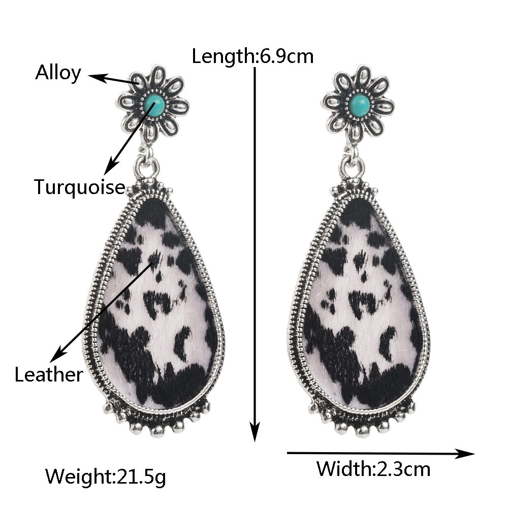 1 Pair Casual Vacation Modern Style Color Block Plating Inlay Alloy Turquoise Turquoise Silver Plated Drop Earrings display picture 1