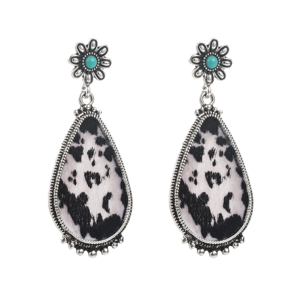 1 Pair Casual Vacation Modern Style Color Block Plating Inlay Alloy Turquoise Turquoise Silver Plated Drop Earrings display picture 11