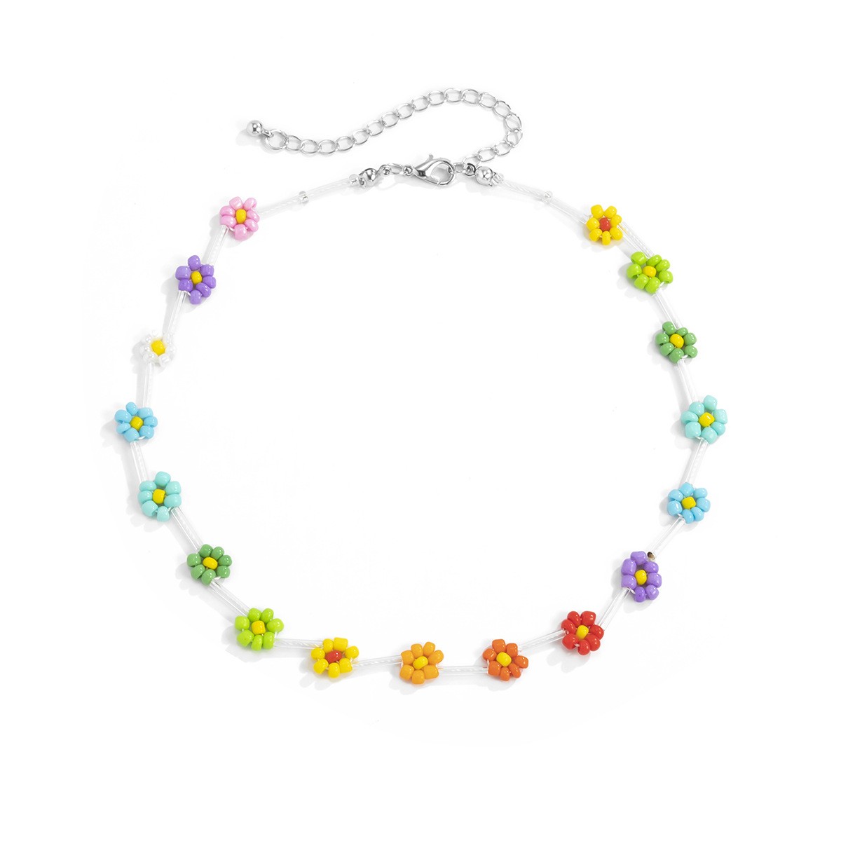 Casual Pastoral Simple Style Flower Daisy Plastic Beaded Women's Necklace display picture 3