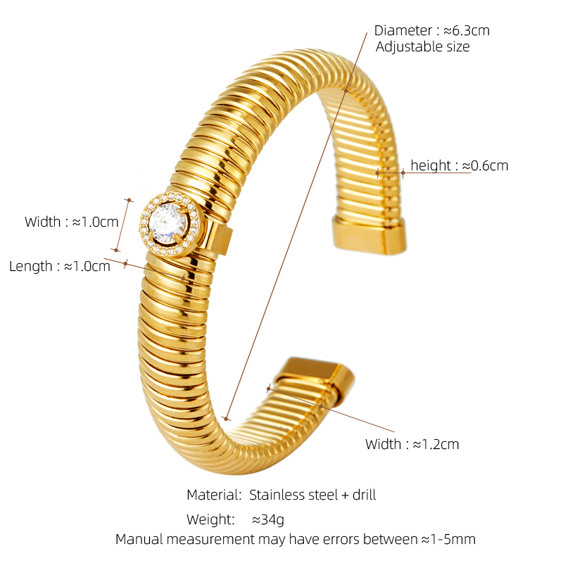 Exaggerated Romantic Simple Style Geometric 304 Stainless Steel 18K Gold Plated Artificial Rhinestones Bangle In Bulk display picture 3
