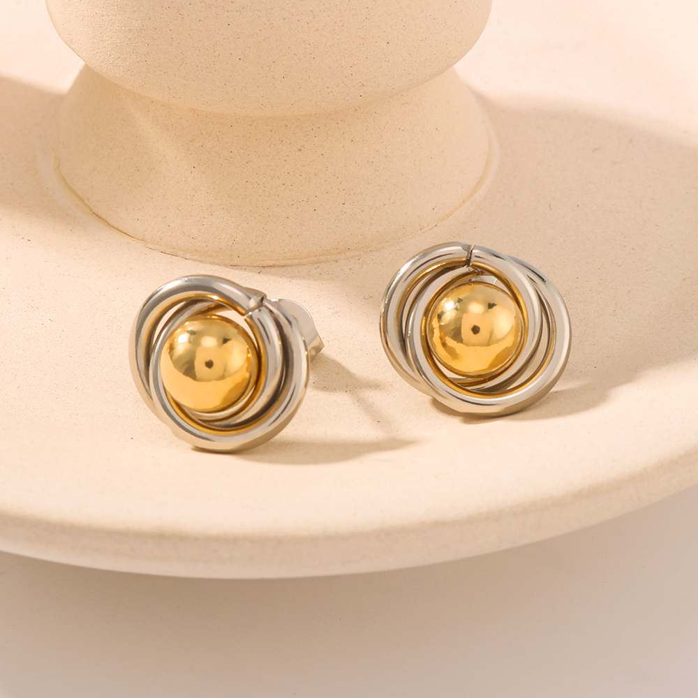 1 Pair Vintage Style Modern Style Classic Style Ball Plating 304 Stainless Steel 18K Gold Plated Ear Studs display picture 1