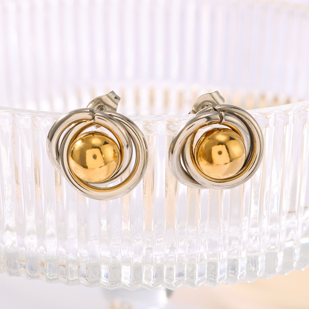 1 Pair Vintage Style Modern Style Classic Style Ball Plating 304 Stainless Steel 18K Gold Plated Ear Studs display picture 6