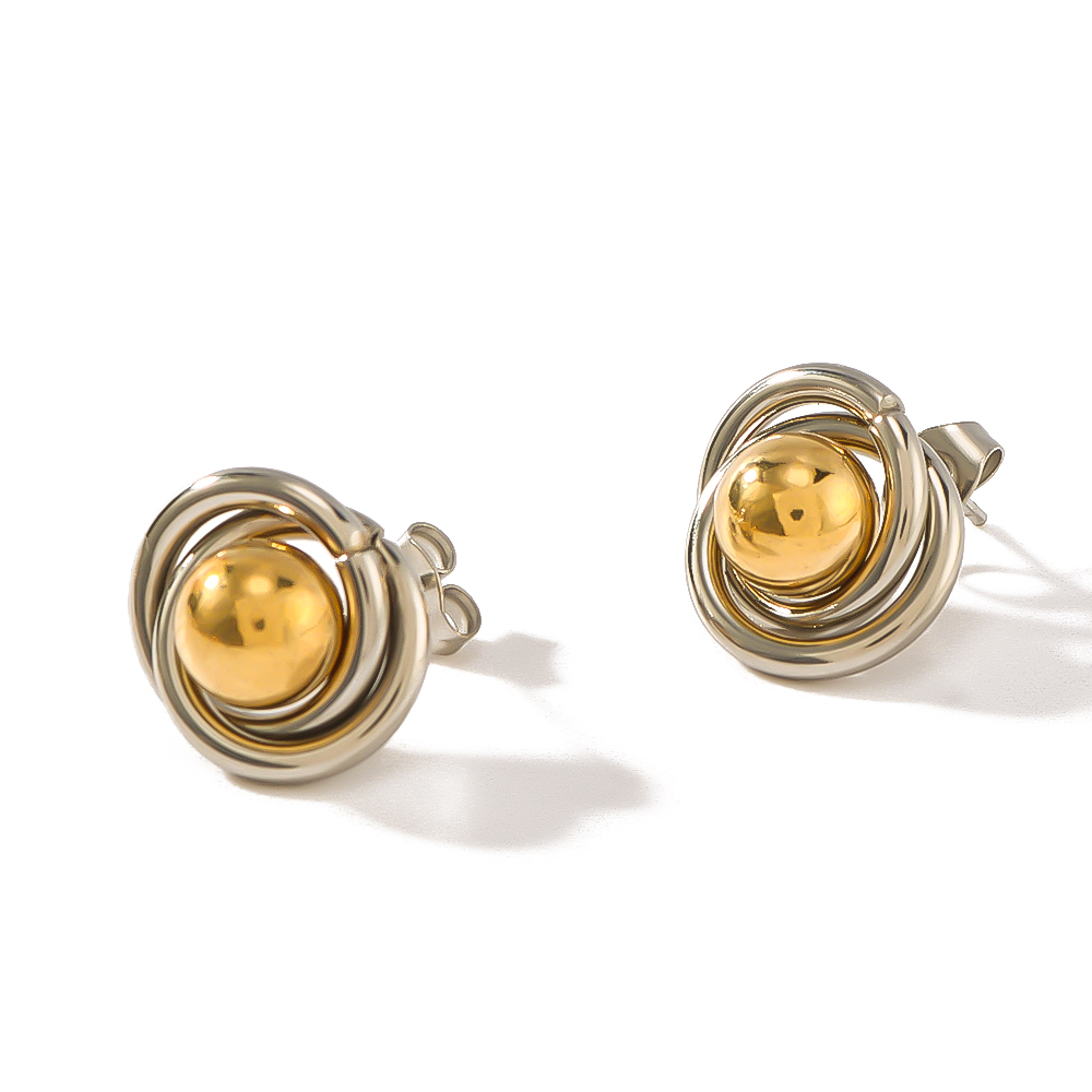 1 Pair Vintage Style Modern Style Classic Style Ball Plating 304 Stainless Steel 18K Gold Plated Ear Studs display picture 8