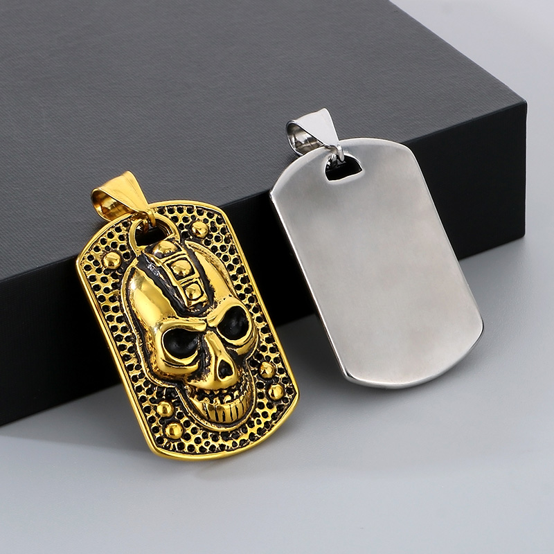 1 Piece 26*42mm Diameter 32mm 304 Stainless Steel 18K Gold Plated Skull Pendant Chain display picture 7