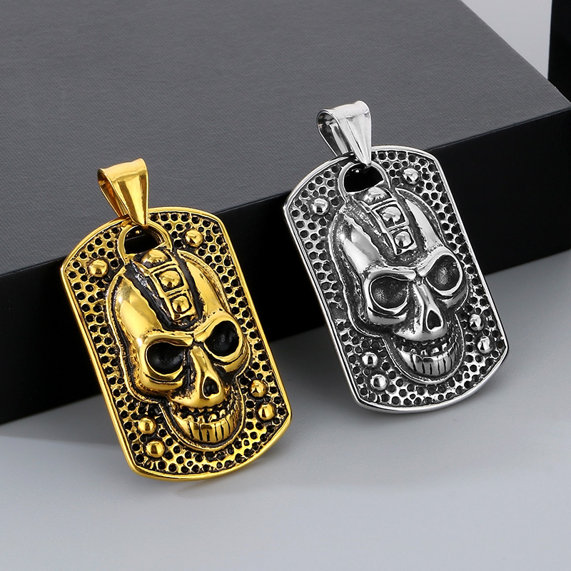 1 Piece 26*42mm Diameter 32mm 304 Stainless Steel 18K Gold Plated Skull Pendant Chain display picture 6