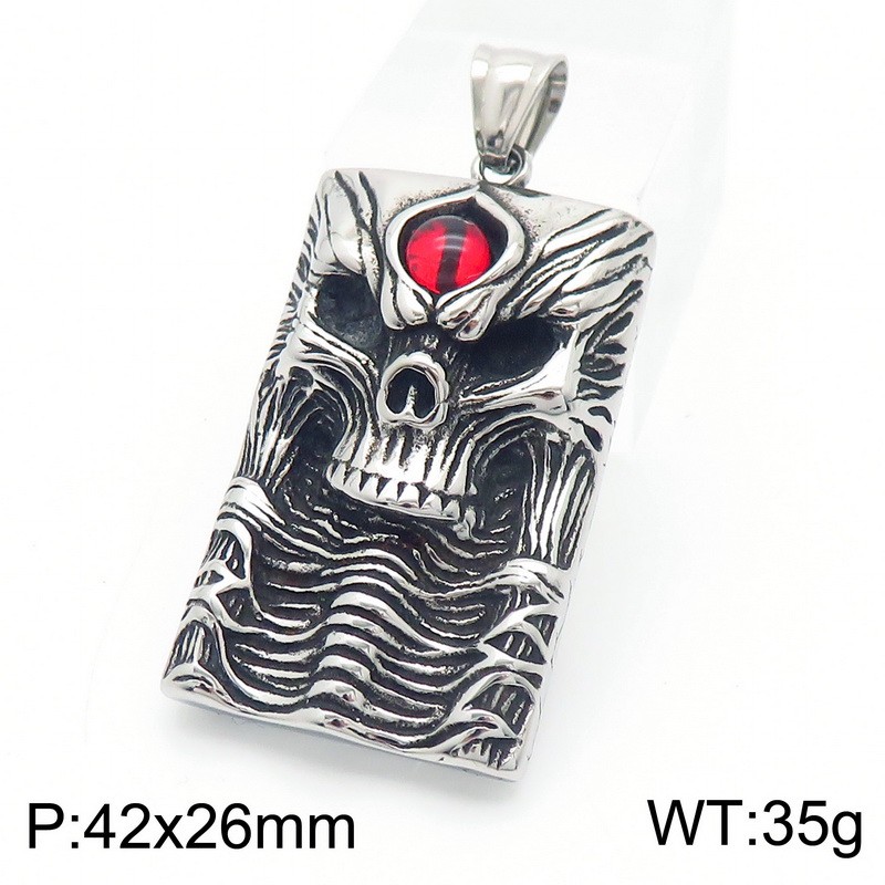 1 Piece 26*42mm Diameter 32mm 304 Stainless Steel 18K Gold Plated Skull Pendant Chain display picture 1