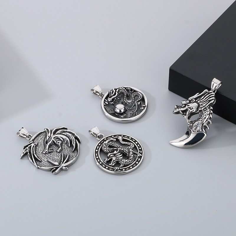 1 Piece 40*44mm Diameter 37mm Diameter 38mm 304 Stainless Steel Dragon Pendant Chain display picture 2
