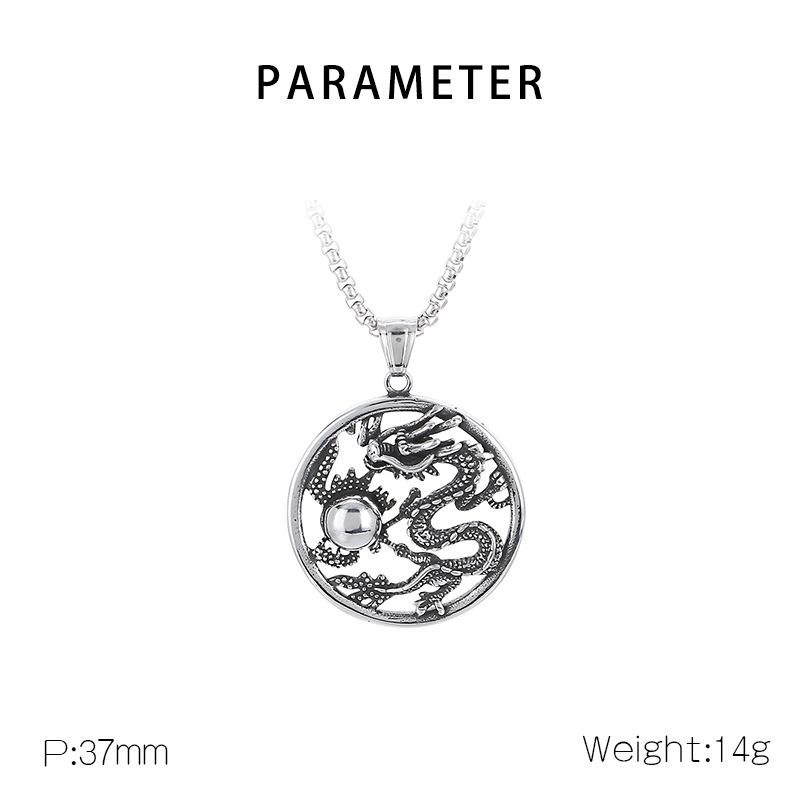 1 Piece 40*44mm Diameter 37mm Diameter 38mm 304 Stainless Steel Dragon Pendant Chain display picture 1