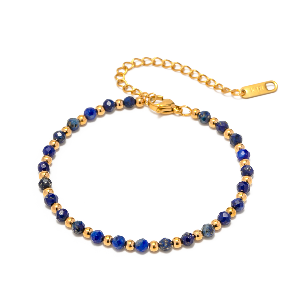 IG Style Classic Style Geometric 304 Stainless Steel Lapis Lazuli 18K Gold Plated Bracelets In Bulk display picture 8